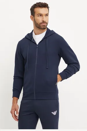Emporio Armani Mikina tmavomodrá barva, s kapucí, 112053 4F574