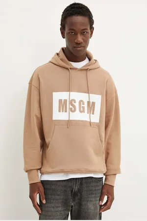 Msgm Bavlněná mikina pánská, barva, s kapucí, s potiskem, 3740MM525.247799