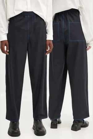 SUNNEI Kalhoty tmavomodrá barva, jednoduché, high waist, RTWXBOT001