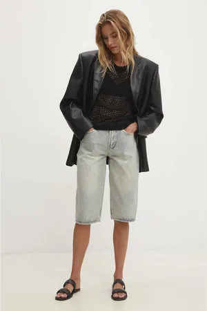 ANSWEAR Džínové šortky dámské, hladké, high waist