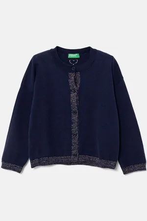 Benetton Dětský svetr tmavomodrá barva, lehký, 1198H5004
