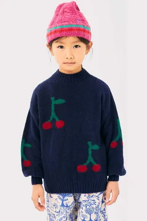Bobo Choses Dětský svetr s příměsí vlny Cherry tmavomodrá barva, 224AC119