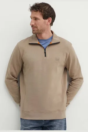 HUGO BOSS Bavlněná mikina BOSS Boss Casual pánská, tmavomodrá barva, hladká