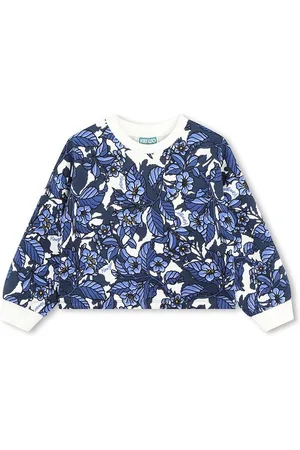 Kenzo Dětská bavlněná mikina tmavomodrá barva, vzorovaná, K60695