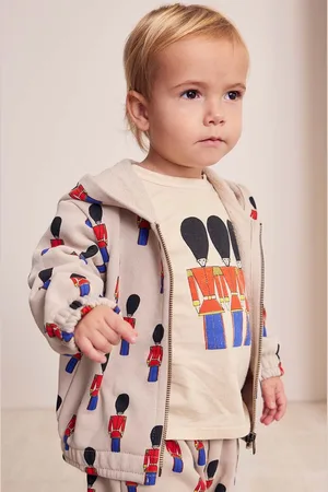 Bobo Choses Dětská bavlněná mikina Little Tin Soldier barva, s kapucí, vzorovaná, 224AB043