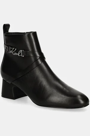 Karl Lagerfeld Kožené kotníkové boty BONNIE dámské, barva, na podpatku, KL30354