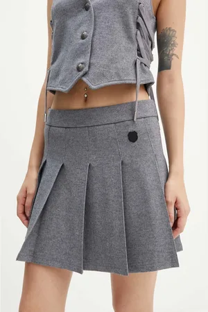 The Kooples Sukně s příměsí vlny barva, mini, áčková, FJUP29022K