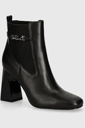 Karl Lagerfeld Kožené kotníkové boty ASTRA NOVA dámské, barva, na podpatku, KL33160