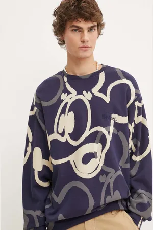 Desigual Bavlněná mikina OHIO x Disney pánská, tmavomodrá barva, vzorovaná, 24WMSK17