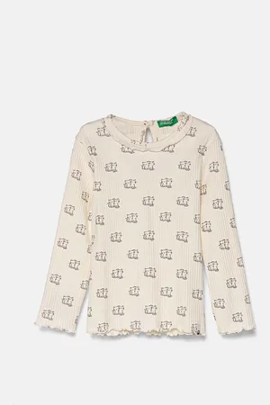 Benetton Dětské tričko s dlouhým rukávem barva, 36LKG10FF
