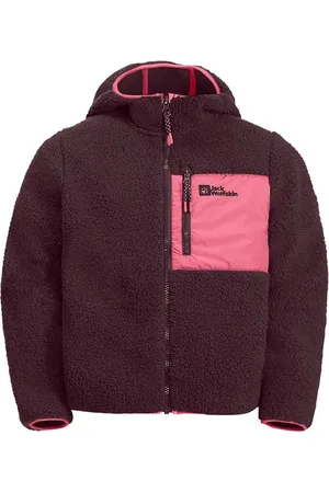 Jack Wolfskin Dětská mikina ICE CURL HOOD černá barva, s kapucí, hladká