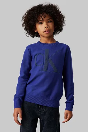 Calvin Klein Dětský svetr tmavomodrá barva, lehký, IB0IB02152