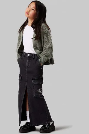 Calvin Klein Dětská riflová sukně barva, maxi, IG0IG02520