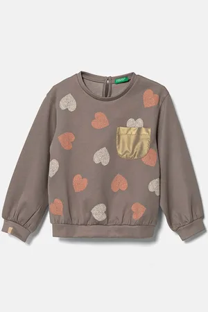 Benetton Dětská mikina barva, s potiskem, 34JZG10FQ