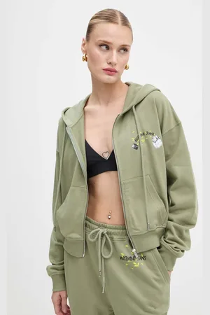 Moschino Dětská bavlněná mikina dámská, barva, s kapucí, s potiskem, J1704 8732
