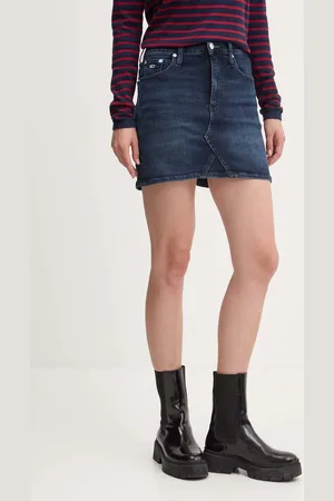 Tommy Hilfiger Džínová sukně tmavomodrá barva, mini, DW0DW18951