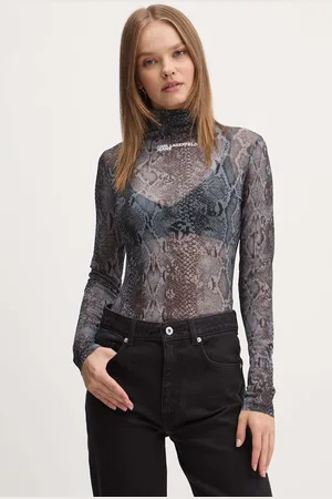 Karl Lagerfeld Tričko s dlouhým rukávem barva, s pologolfem, 246J1702