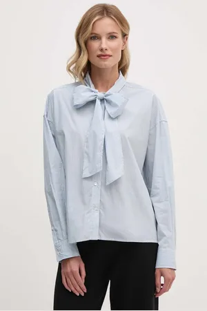 Pepe Jeans Bavlněná košile KARYSHA barva, relaxed, s vázaným výstřihem, PL304927