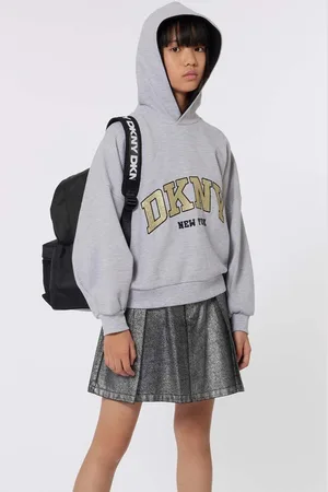 DKNY Dětská mikina barva, s kapucí, s potiskem, D60249