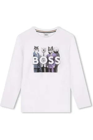 HUGO BOSS Dětské bavlněné tričko s dlouhým rukávem barva, s potiskem, J51225