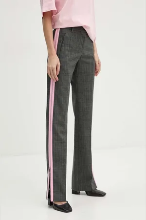 Msgm Vlněné kalhoty barva, jednoduché, high waist, 3742MDP05.247825