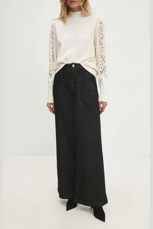 ANSWEAR Kalhoty dámské, barva, jednoduché, high waist