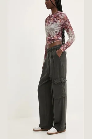 Desigual Kalhoty URAL dámské, barva, široké, high waist, 24WWPW37