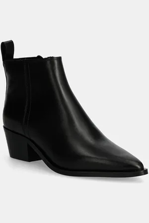 Calvin Klein Kožené kotníkové boty COWBOY BOOT MG LTH dámské, barva, na podpatku, YW0YW01678