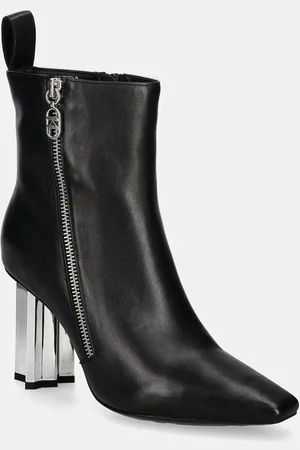 Karl Lagerfeld Kožené kotníkové boty KL TOWER dámské, barva, na podpatku, KL33964