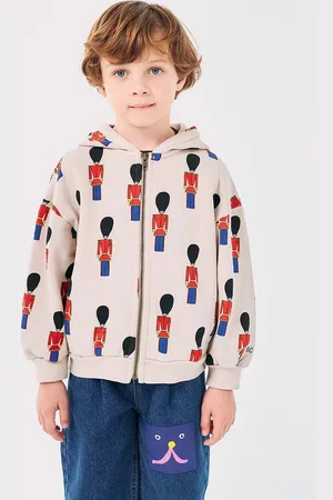 Bobo Choses Dětská bavlněná mikina Little Tin Soldier barva, s kapucí, vzorovaná, 224AC063