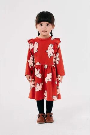 Bobo Choses Dívčí šaty Freedom Bird barva, mini, 224AC108