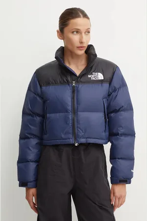 The North Face Péřová bunda Nuptse Short Jacket dámská, tmavomodrá barva, zimní, NF0A5GGE92A1