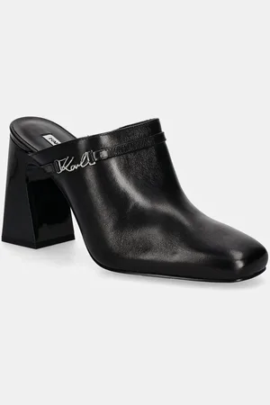 Karl Lagerfeld Kožené pantofle ASTRA NOVA dámské, barva, na podpatku, KL33130