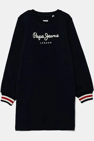 Pepe Jeans Dětské bavlněné šaty TORI tmavomodrá barva, mini, PG951676