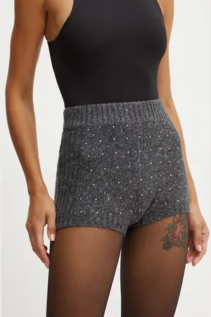 Pinko Vlněné šortky barva, s aplikací, high waist, 103967 A232