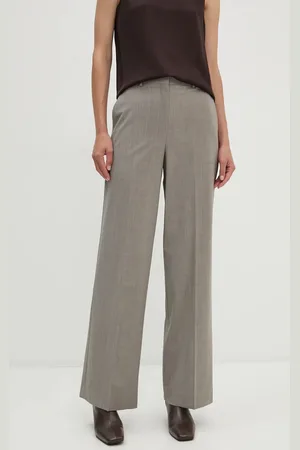THEORY Vlněné kalhoty barva, jednoduché, high waist, O0101208