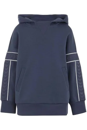 Emporio Armani Dětská mikina tmavomodrá barva, s kapucí, vzorovaná, 6D4BJK 1JHSZ