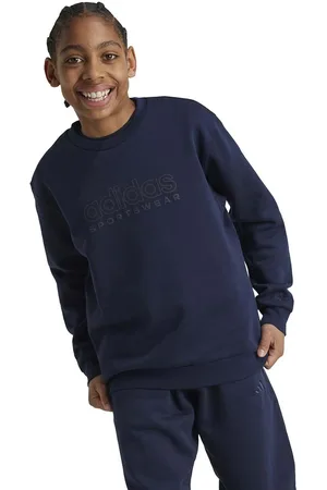 adidas Dětská mikina J SZN GFX CREW tmavomodrá barva, s aplikací, IW0921