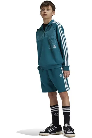 adidas Dětská bavlněná mikina HZ CREW zelená barva, s aplikací, IY0012