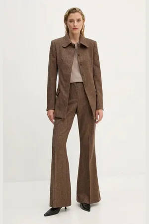 REMAIN Vlněné kalhoty Herringbone Flare Pants barva, zvony, high waist, 5018622977