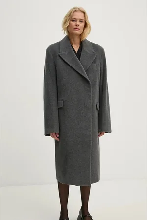 REMAIN Vlněný kabát Heavy Wool Long Coat barva, přechodný, dvouřadový, 501889514