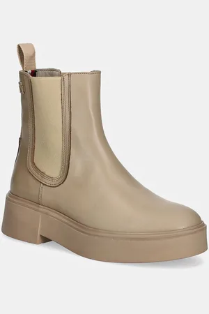Tommy Hilfiger Kožené kotníkové boty MINIMAL LEATHER CHELSEA LOGOTAPE dámské, barva, na plochém podpatku, FW0FW08095