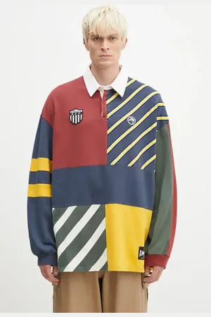 AMBUSH Bavlněná mikina Patchwork Rugby Shirt pánská, s aplikací, BMGC004F24JER0018484