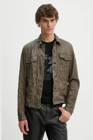 Zadig & Voltaire Kožená bunda pánská, barva, přechodná, RMOW00040