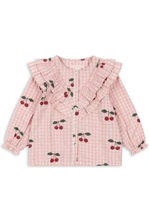 Konges Sløjd Dětská bavlněná halenka KIM FRILL BLOUSE GOTS barva, vzorovaná, KS101546