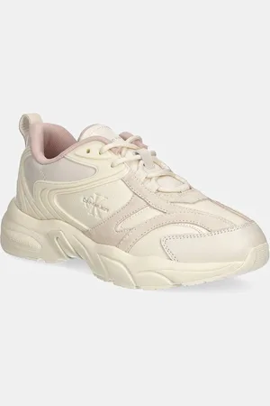 Calvin Klein Sneakers boty RETRO TENNIS LOW LACE ML MIX bílá barva, YW0YW01566