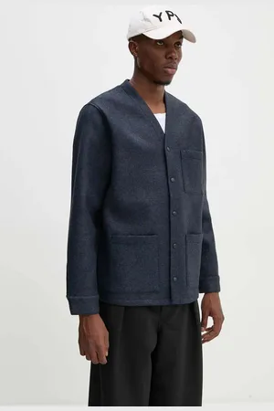 A.P.C. Bunda s příměsí vlny veste aurelien tmavomodrá barva, přechodná, PSAFU.H22200