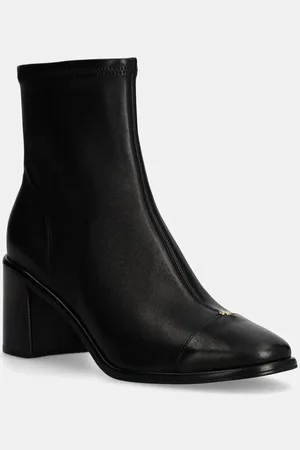 Tory Burch Kožené kotníkové boty Cap-Toe Heel Ankle Boot dámské, barva, na podpatku, 159425-006