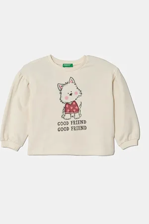 Benetton Dětská mikina barva, s potiskem, 32N4G10FX