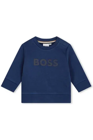 HUGO BOSS Kojenecká mikina tmavomodrá barva, s potiskem, J51289